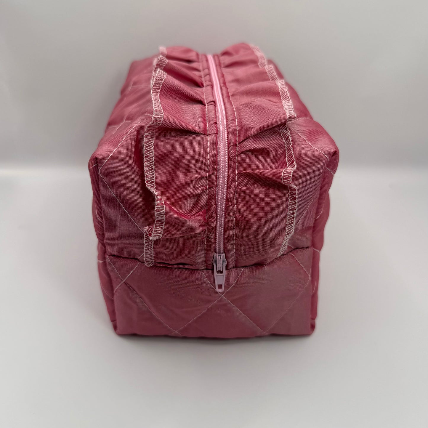 Pink Silk Ruffle Make-up Bag