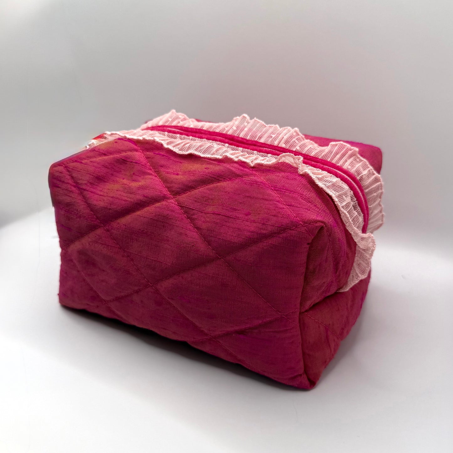 Pink Silk Make-up Bag