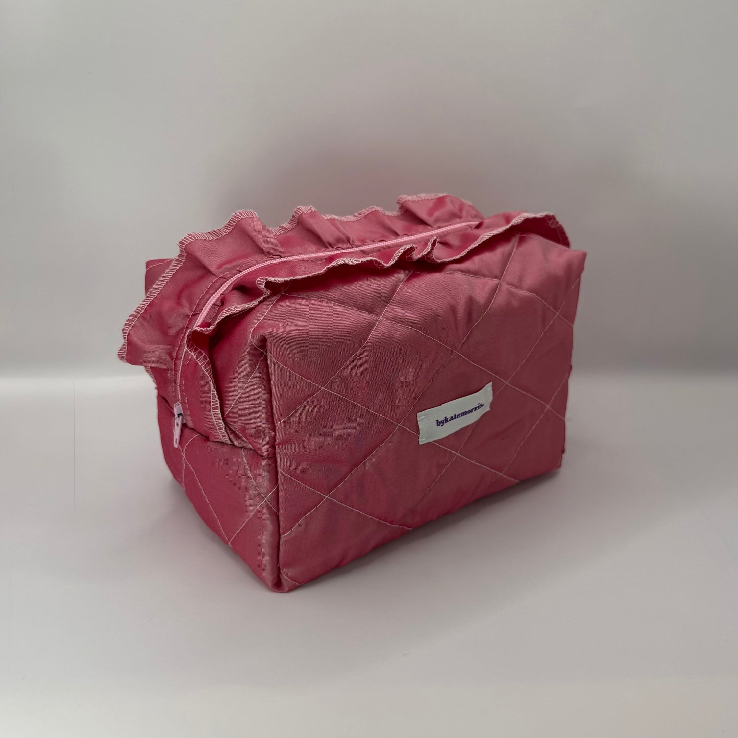 Pink Silk Ruffle Make-up Bag