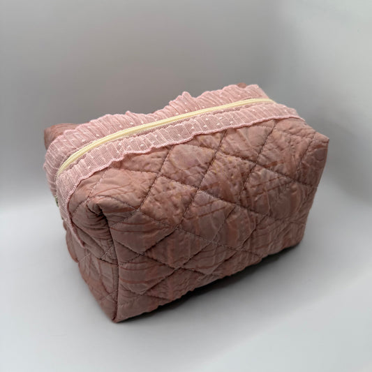 Pink Seersucker Make-up Bag