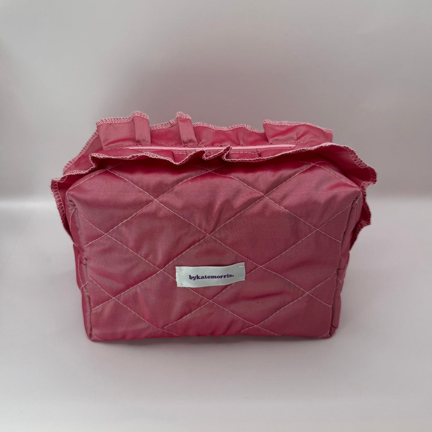 Pink Silk Ruffle Make-up Bag