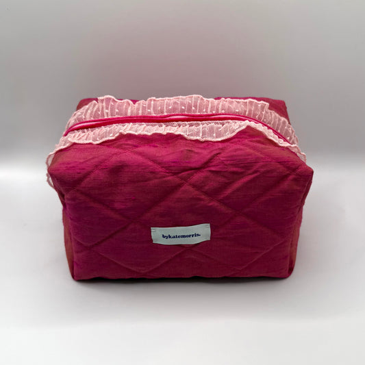 Pink Silk Make-up Bag
