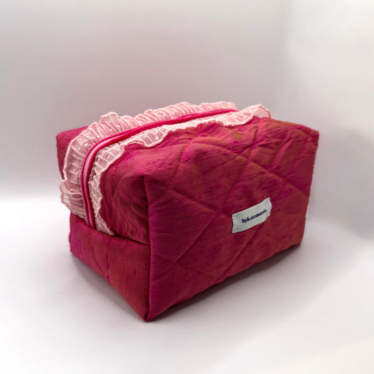 Pink Silk Make-up Bag